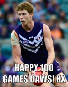 Zac Dawson 100 games Fremantle